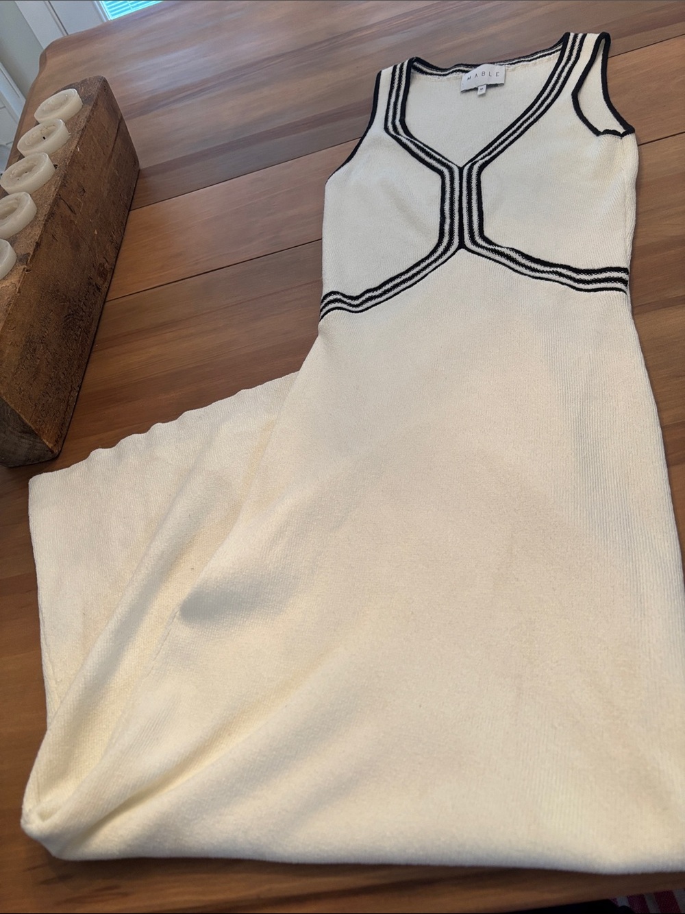 Mable Ivory Maxi Dress with Black Trim Detailing - Picture 3 of 4